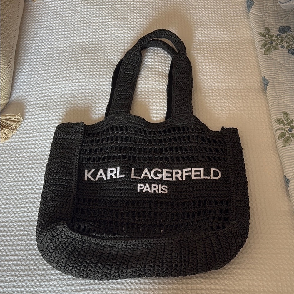 Karl Lagerfeld Black Crochet Tote